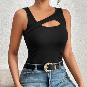 SHEIN BAE Cut Out Asymmetrical Neck Rib Knit Tank Top-(Small)NWOT